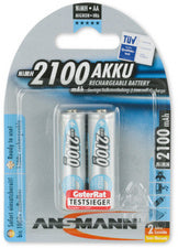 ANSMANN NiMH oplaadbare batterij maxE, Mignon (AA) 2.100 mAh, blisterverpakking à 2 stuks