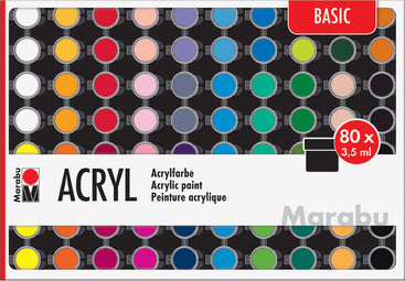 Marabu acrylverf set BASIC, 80 x 3,5 ml