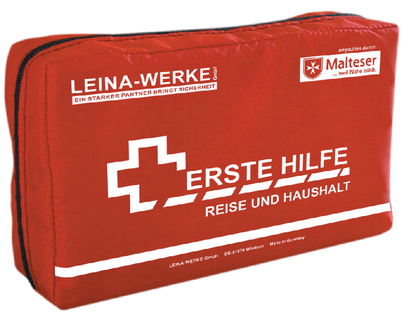LEINA Eerste Hulp bij Reizen en Huishouden Set, 27 stuks, rood