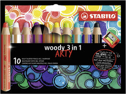 STABILO multi-talent pen woody 3 in 1, kartonnen etui 10 stuks ARTY