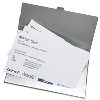 Alassio visitekaartetui, aluminium, mat zilver
