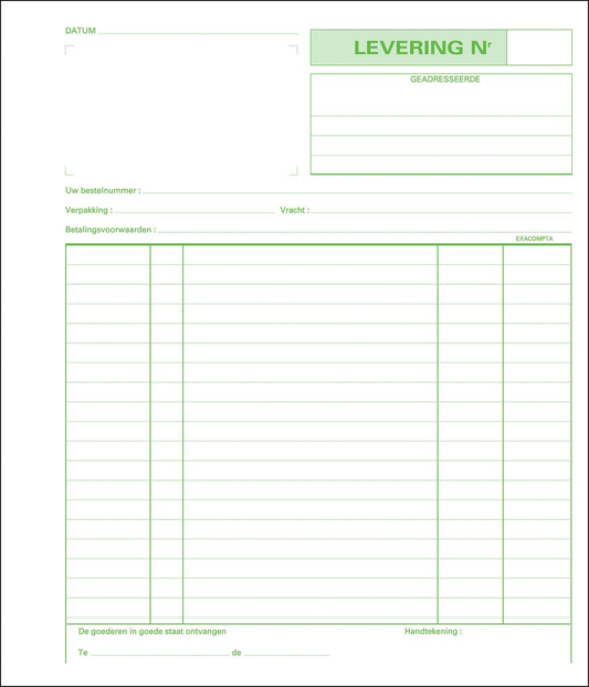 Exacompta leveringen, ft 21 x 18 cm, dupli (50 x 2 vel), Nederlandstalig