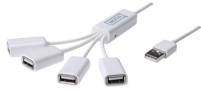 DIGITUS USB 2.0 kabel hub, 4 poorten, wit
