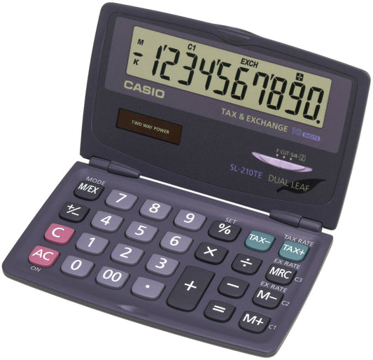 CASIO zakrekenmachine SL-210 TE, werking op zonne-energie/batterij
