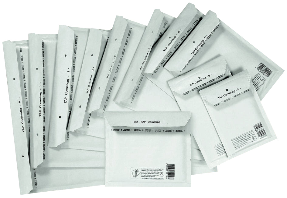 TAP bubbel enveloppen COMEBAG, type B, wit, 9 g