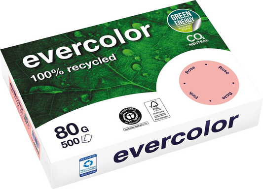 Clairefontaine Evercolor gekleurd gerecycleerd papier, A4, 80 g, 500 vel, roze