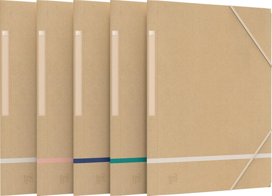 Oxford elastomap Touareg, ft A4, uit karton, naturel en geassorteerde kleuren, pak van 5 stuks
