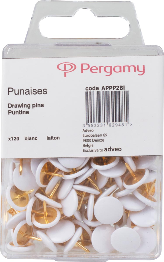 Pergamy punaises wit, doosje van 120 stuks
