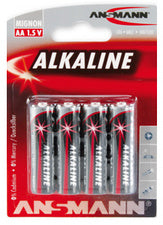 ANSMANN Alkalinebatterij ROOD, Mignon AA, blisterverpakking van 4