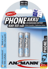 ANSMANN NiMH maxE DECT blauw, Micro AAA, 800 mAh, 2er Blister