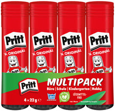Pritt lijmstift 4 x 22g in voordeelverpakking, oplosmiddelvrij