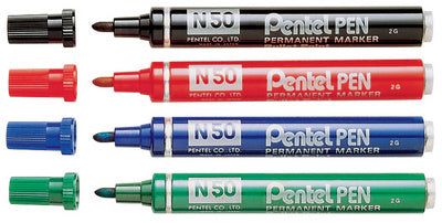 Pentel permanent marker N50, zwart, ronde punt
