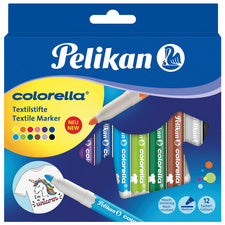 Pelikan textielmarkers colorella, 12 st. kartonnen doosje