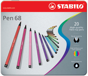 STABILO Pen 68 vezeltip-pennen, 50-delig metalen doosje