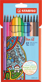 STABILO Pen 68 vezeltip pennen, kartonnen 12-delig doosje