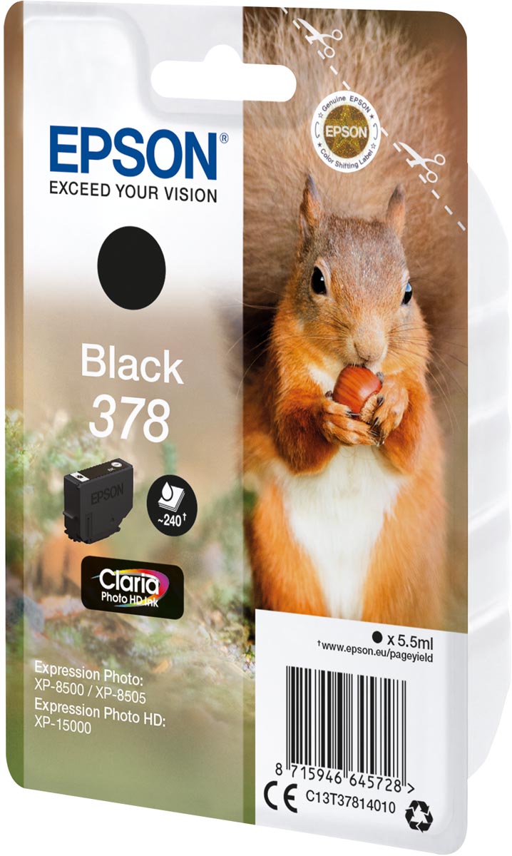 Epson inktcartridge 378, 240 pagina's, OEM C13T37814010, zwart