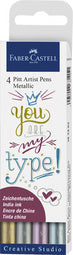FABER-CASTELL inktpen PITT artist pen, set van 4, Metallic