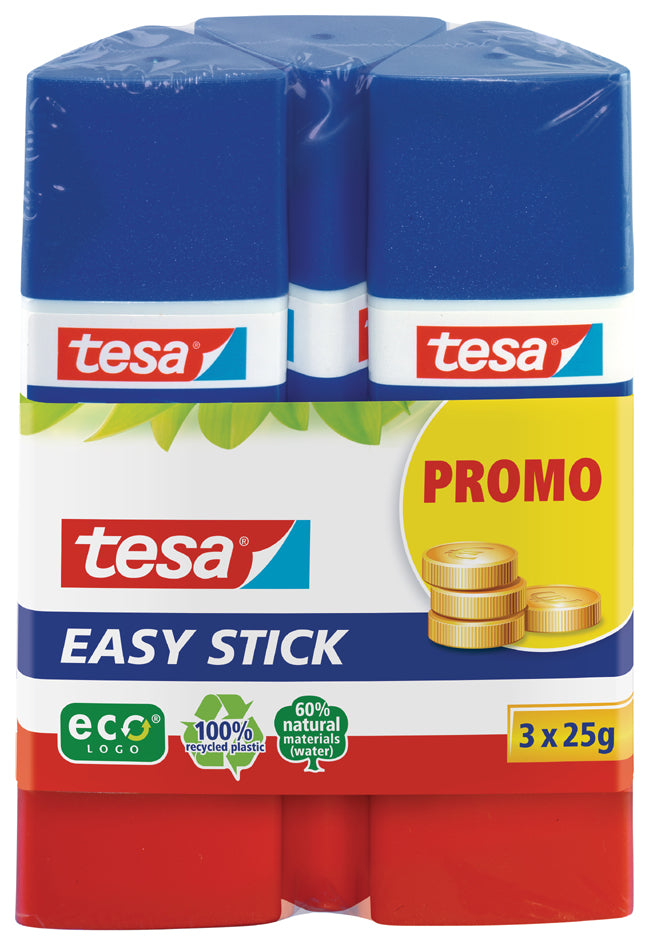 tesa ecoLogo Easy Stick lijmstift, Promo Pack 3 x 25 g