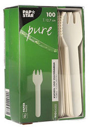 PAPSTAR papieren taartvorkjes puur, lengte: 127 mm, wit