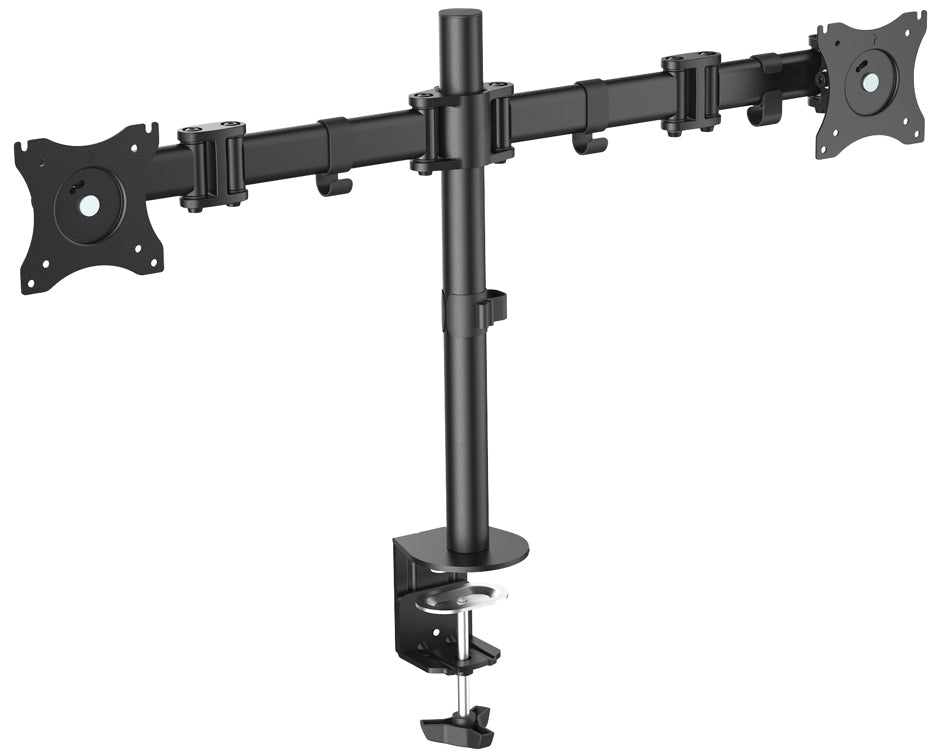 DIGITUS LCD/LED monitorarm Dubbel, zwart, met klemvoet