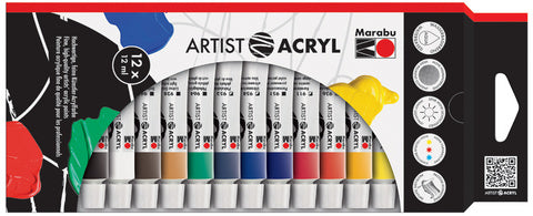 Marabu Acrylverf Set Artist Acryl, 12 x 12 ml