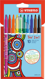 STABILO viltstiften/fineliners Trio 2in1 kinderen, set van 10