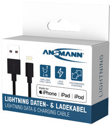 ANSMANN Data & Oplaadkabel, USB - Apple Lightning, 1,0 m