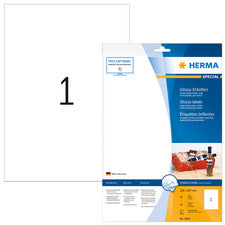 HERMA hoogglans inkjet etiketten, 210 x 297 mm, wit