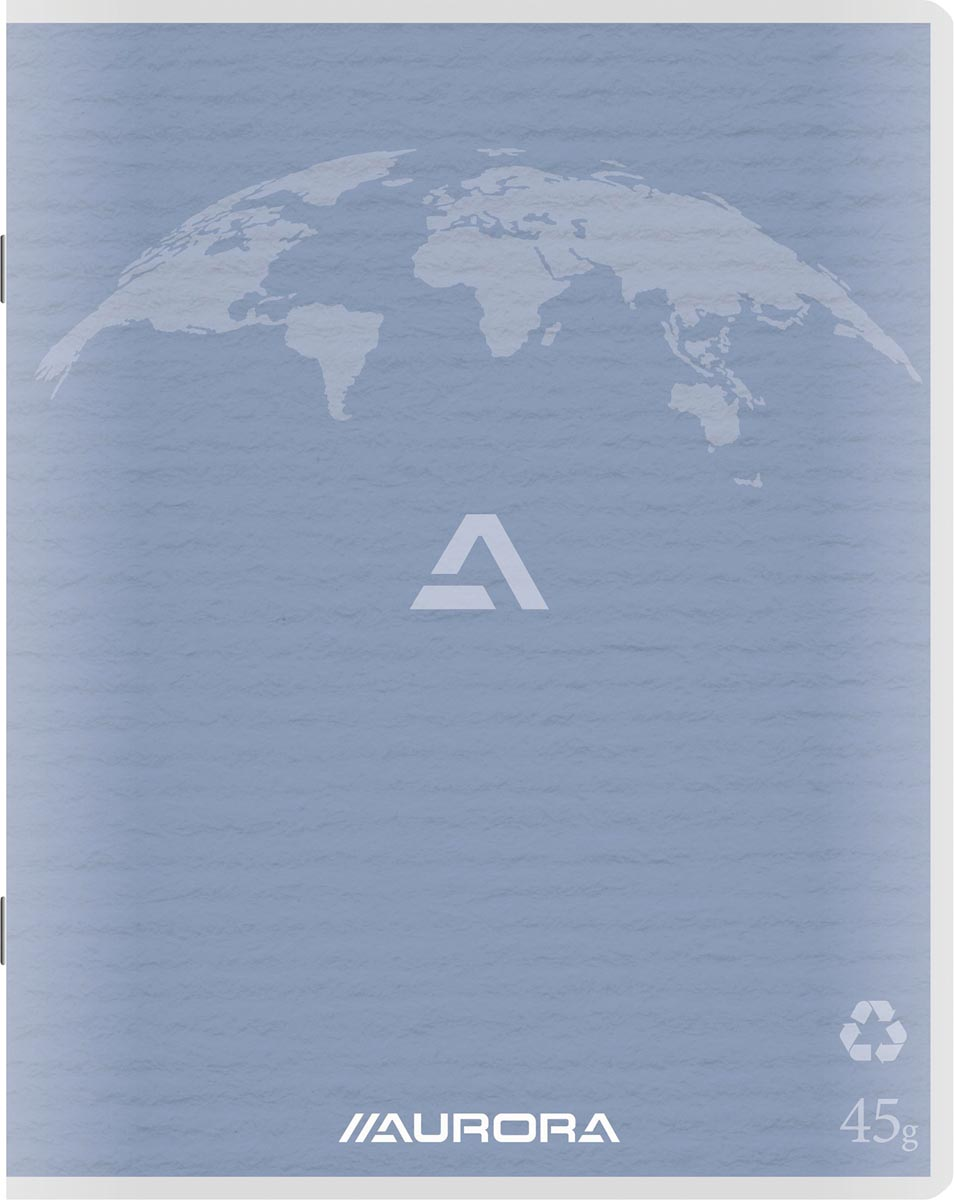 Aurora Writing 45 kladschrift uit gerycleerd papier, 96 bladzijden, geruit 5 mm, lichtblauw