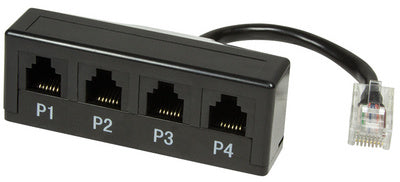 LogiLink telefoon splitter, 4-voudig, kleur: zwart