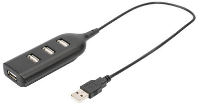 DIGITUS USB 2.0 Hub, 4-poorts, kabellengte: 300 mm, zwart