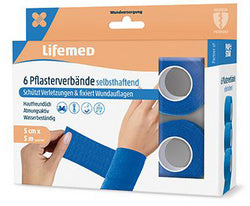Lifemed pleisterverband, zelfklevend, blauw, 9st.