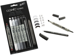 COPIC marker ciao, 5 1 set grijstinten