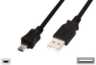 DIGITUS USB 2.0 Mini-kabel, USB-A - 5-polige Mini USB-B, 1,8 m