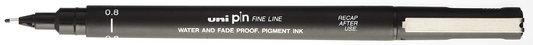 Uni Pin fineliner, 0,8 mm, ronde punt, zwart