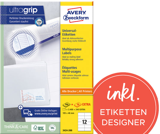 AVERY Zweckform Universele etiketten, 48,5 x 16,9 mm, wit