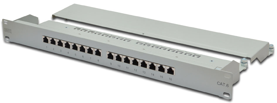 DIGITUS 19 Patch Panel Cat.6, Klasse E, 16 x RJ45, 1 RU