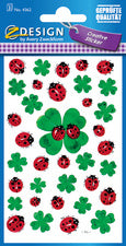 AVERY Doel Vorm Z-Design Sticker Lieveheersbeestje & Shamrocks