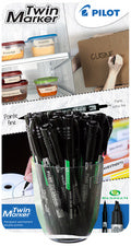 PILOT Twin Marker permanent marker, zwart, display van 30