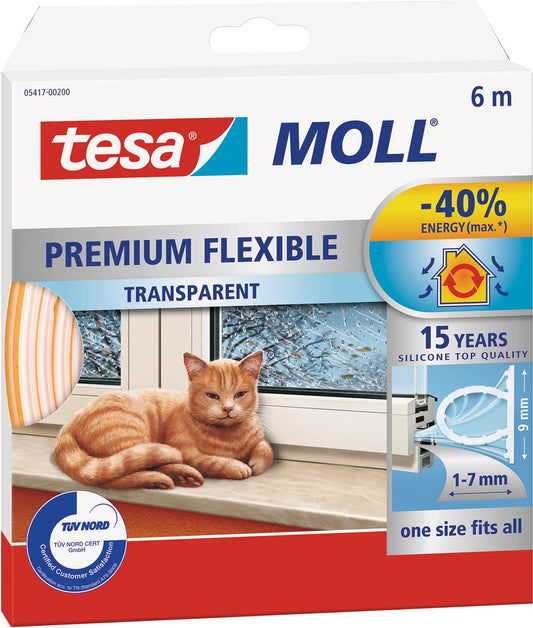 Tesa Moll Premium Flexible tochtstrip, 6 m, transparant