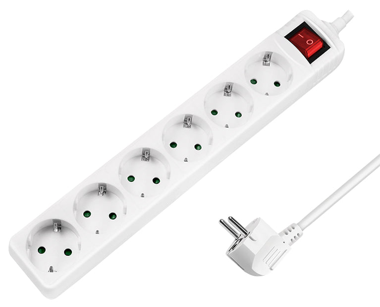 LogiLink stekkerdoos, 6-voudig, met schakelaar, zwart