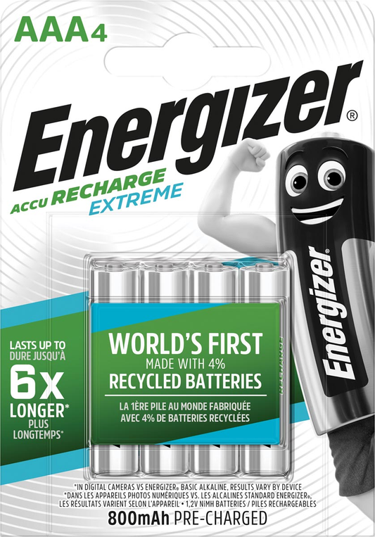 Energizer herlaadbare batterijen Extreme AAA, blister van 4 stuks