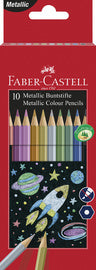 FABER-CASTELL Hexagonale kleurpotloden metallic, 10-pak kartonnen doos