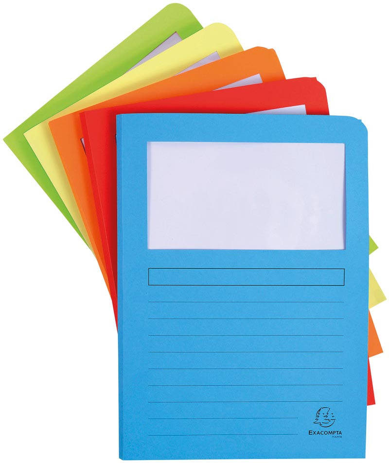 Exacompta L-map Super met balg, voor ft A4, pak van 50 stuks, geassorteerde kleuren