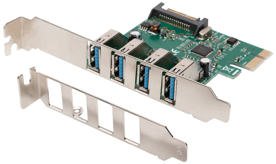 DIGITUS USB 3.0 PCI Express kaart, 4 poort, 5 GBit/sec.