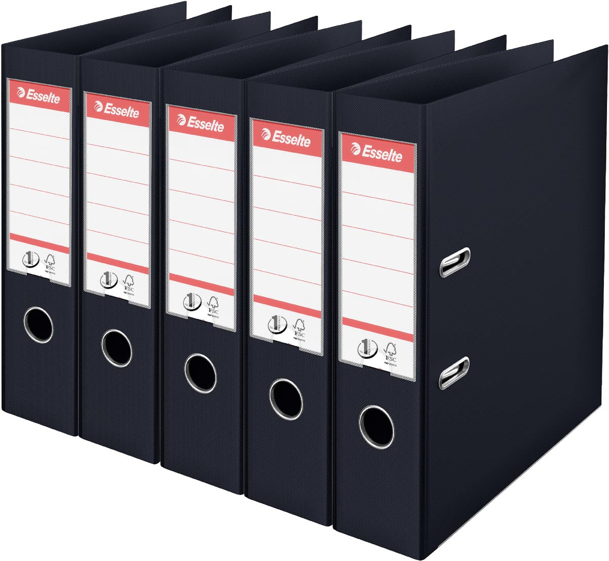 Esselte ordner Power N°1, rug van 7,5 cm, zwart, pak van 5 stuks