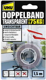 UHU montagetape TRANSPARENT, dubbelzijdig, tot 75 kg