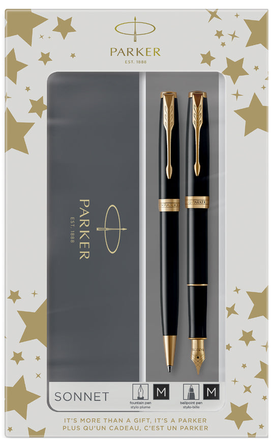 PARKER SONNET Zwarte Lak G.C. Schrijfset