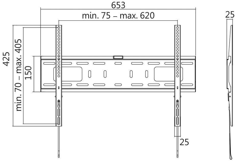 LogiLink TV muurbeugel, plat, voor 96,98 - 177,8 cm