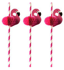 PAPSTAR papieren drinkrietje Flamingo, 200 mm, roze/wit
